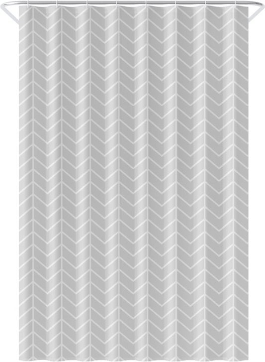 Loti Living Rideau de douche anti-moisissure - Motif gris - Anneaux inclus - Imperméable - Polyester - Rideau de douche 120x200 cm