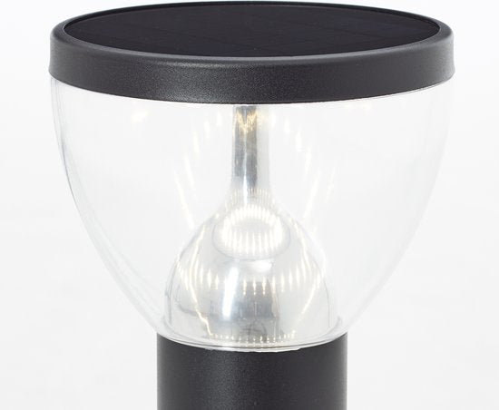 BRILLIANT Lampadaire LED d'extérieur, solaire, 92 cm, 430 lm, 3000 K, acier inoxydable, noir