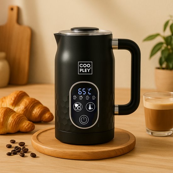 Mousseur à lait - Mousseur à lait électrique - Noir - 4 en 1 - 500W - MF0803 PRO - Set le plus complet - Coopley