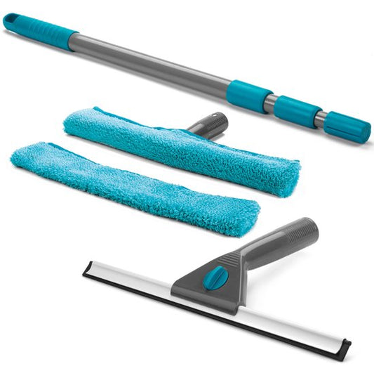 Beldray 5-piece window cleaning set - microfibre cloths/grip