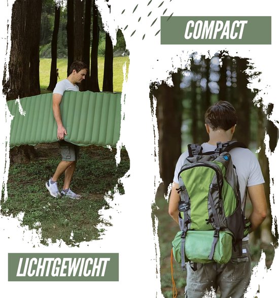 Ever Trex Sleeping Mat Comfort - 193x70x10cm - Pompe intégrée - 1 personne - Matelas de camping - autogonflant - Vert