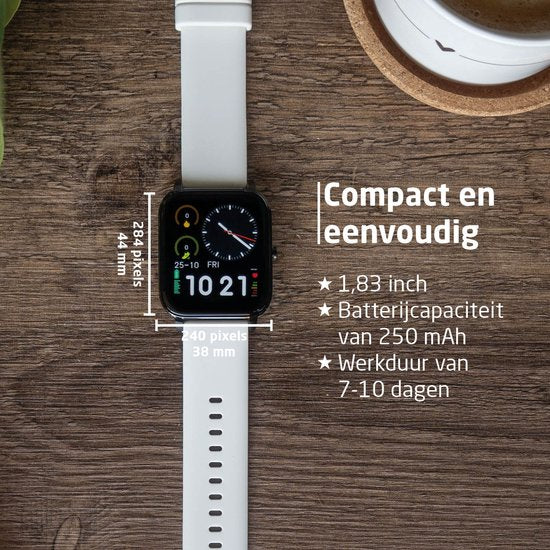 BREND Smartwatch pour femmes et hommes - podomètre, tensiomètre et cardiofréquencemètre - montre de sport - étanche - blanc