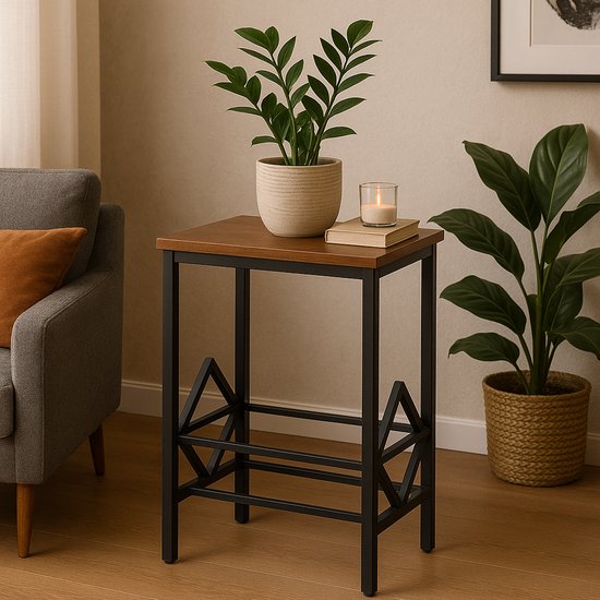 Ceruzo Side Table with LP Rack - Record Stand - H60 cm - Metal - MDF