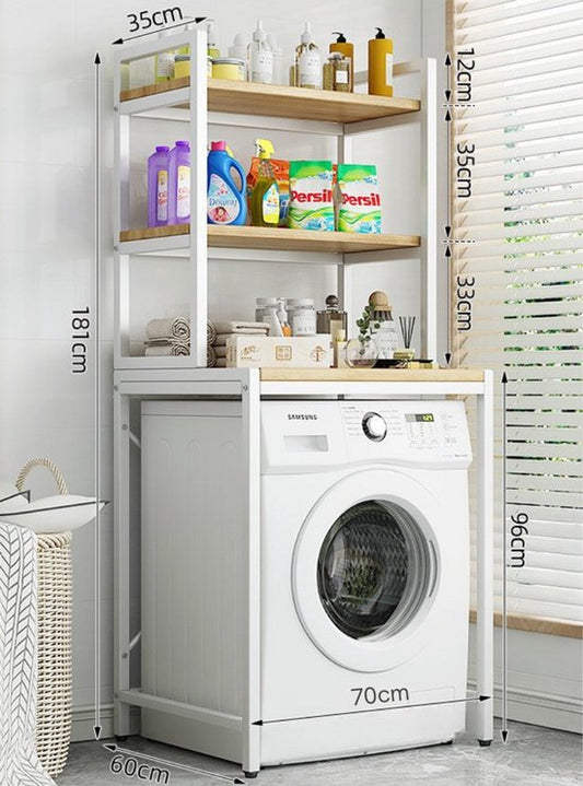 Livista® Laundry Cupboard - 3-Layer Storage Rack - Space-saving Laundry Room Organizer - 181x60x70 CM - White