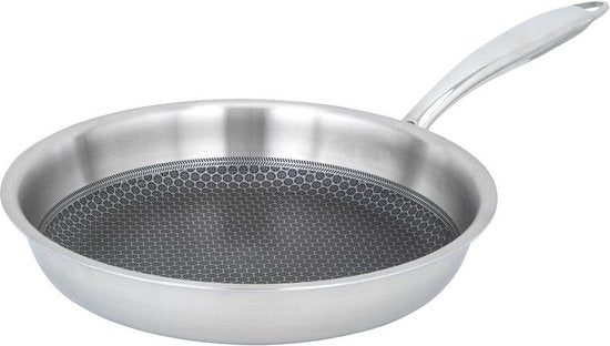 Poêle à frire - Resto - Ø24 cm - Acier inoxydable - Revêtement antiadhésif en nid d'abeille - Base Induction - Convient à toutes les sources de chaleur