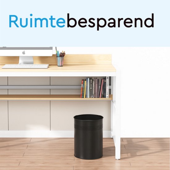BRASQ Trashcan Metal Office/Home Use - Poubelle - Corbeille à papier - Rond - Poubelles - Noir 15 litres