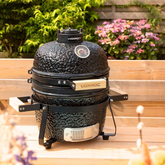 VONROC - BBQ - Kamado - 13" - Avec couvercle de protection, plateau et base - Barbecue au charbon de bois - Céramique