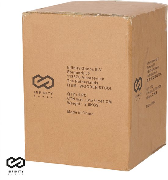 Infinity Goods Stool Bois - Teck - Table d'appoint - Tabouret - Table à plantes - Marchepied - Jusqu'à 150 kg - Marron