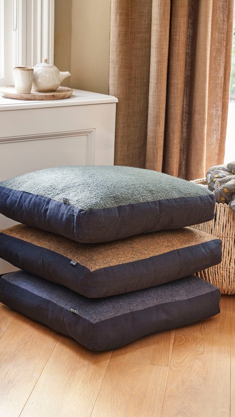 In The Mood Collection Chrissy Coussin de sol - L57 x L57 x H10 cm - Coton recyclé - Anthracite