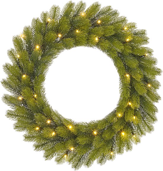 Black Box Trees Nigata Couronne de Noël avec lumières LED - Ø60 cm - Vert