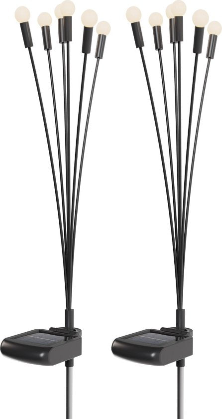 Sinji Firefly LED bulbs - Lampes de jardin solaires, Lampes d'ambiance solaires, résistantes à l'eau et à la poussière, adaptées à l'extérieur, 2 pièces, noir
