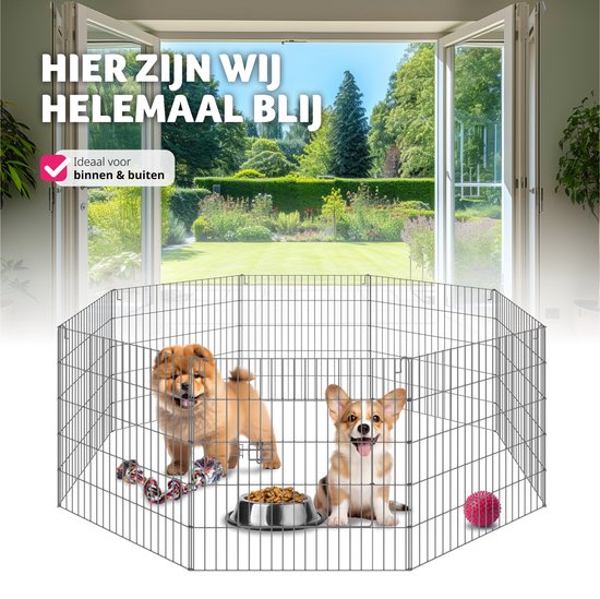 tectake® - Enclos extérieur avec filet de sécurité - Clapier pliable et extensible - Petits animaux, lapins, clôture pour chien, clapier extérieur - Enclos extérieur - Ø 145 x 73 cm