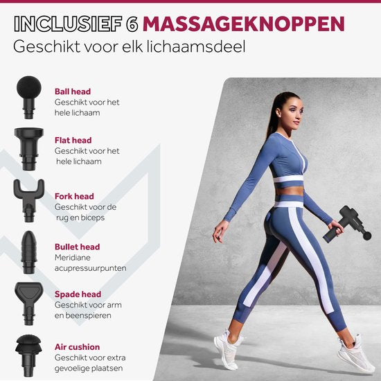Northwall Massage Gun Professional Prime - Pistolet de massage avec étui et 7 accessoires dont une tête de massage en chêne - Appareil de massage sportif et de relaxation puissant et sans fil