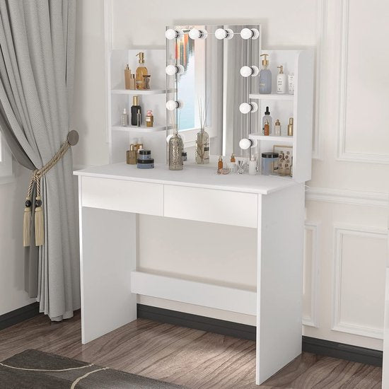 Rootz Dressing Table - Dresser - Station de maquillage - Beauty Table - Cosmetic Stand - Glamour Table - White - 41.1x20.3x6.1 inches