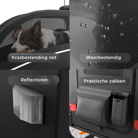Trevopet® remorque vélo pour chien - remorque vélo pliable pour chien - remorque pour chien - convient aux vélos électriques - jusqu'à 40 kg - pour chiens de taille moyenne et grande - noir
