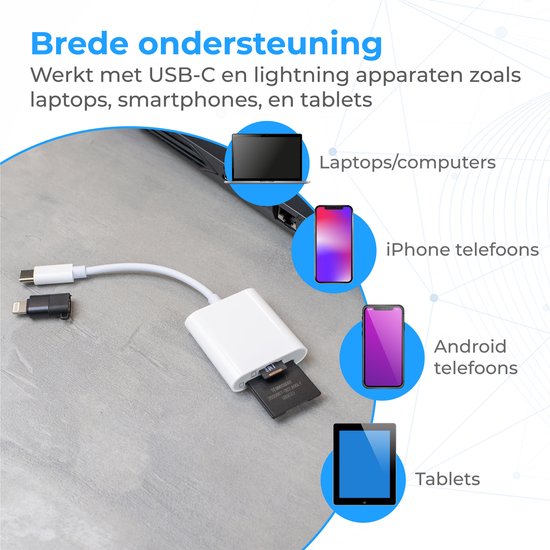 Nuvance - Lecteur de cartes SD - Lecteur de cartes SD USB C - Lecteur de cartes - Adaptateur Lightning - Lecteur de cartes mémoire - Lecteur Micro SD - Lecteur de cartes SD - Lecteurs de cartes - Lecteur de cartes Micro SD