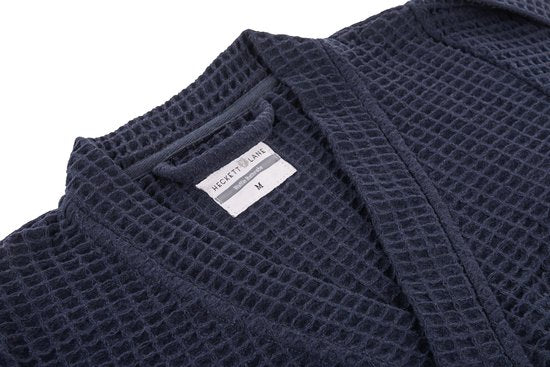 Heckettlane Peignoir gaufré - robe de chambre pour femmes et hommes - XL - Manteau du matin en coton - Convient pour le sauna - Bleu