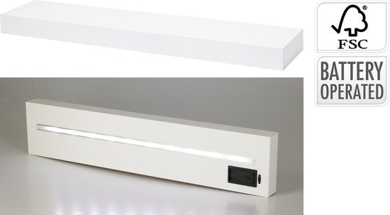 Home&Stylingcollection étagère murale-avec-éclairage-LED-blanc-60 cm