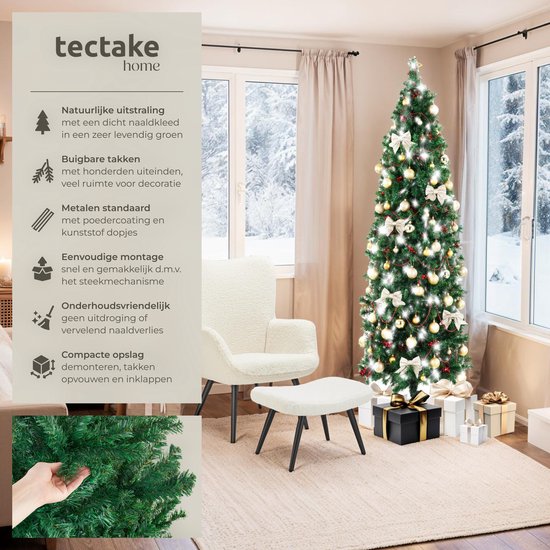 tectake® Arbre de Noël artificiel - Plus vrai que nature avec des branches flexibles - Volumineux - Stable et facile à assembler - Arbre de Noël artificiel comme décoration de Noël - 200 cm - 832 branches - vert