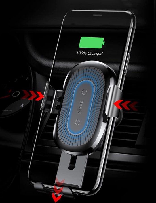 Baseus Gravity Car Mount Car Holder + Qi Wireless Charger Argent