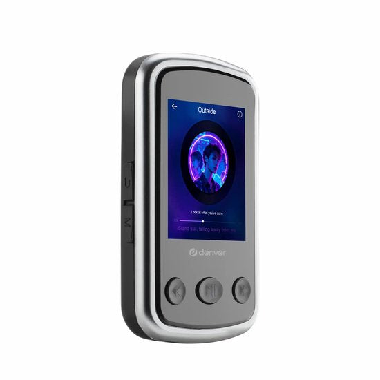 Lecteur MP3 Denver avec oreillettes - extensible jusqu'à 128 Go - Mode Shuffle/Repeat - Enfants et adultes - Clip de fixation - AUX - MPS320B - Noir