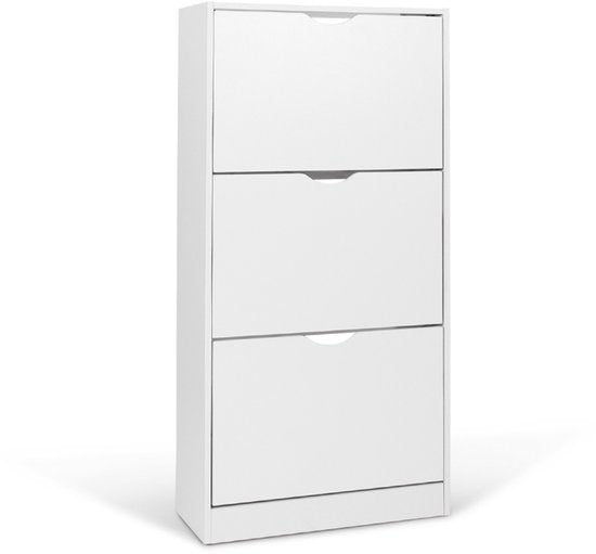 Armoire à chaussures Milton Oldbrook Prato - 3 niveaux - jusqu'à 18 paires de chaussures - 60 x 24 x 119 cm - Blanc