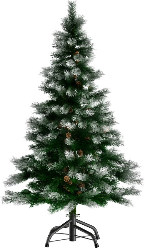 Casaria Sapin de Noël 180cm PVC - Pomme de pin effet neige - Vert-Blanc