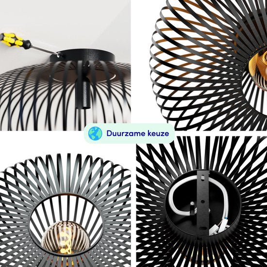Plafonnier Nolt - Plafonnier E27 Lampe - Industriel - ⌀ 40cm - Noir