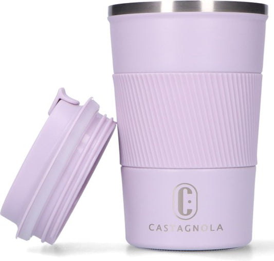 Castagnola Thermos Cup - Coffee Mug To Go - Travel Mug for Coffee and Tea - Tea Mug - 380 ML - stainless steel - Light Purple