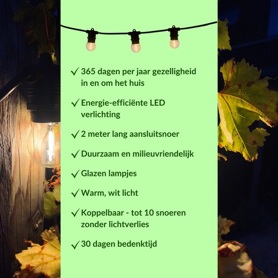 guirlande lumineuse extérieure - 5m - lumière blanc chaud - LED en verre transparent