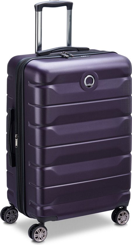 DELSEY PARIS Air Armour 4DR Suitcase Set - 3-Piece Expandable Hardcase Trolley Set with TSA Lock - 55/68/77 cm - Purple