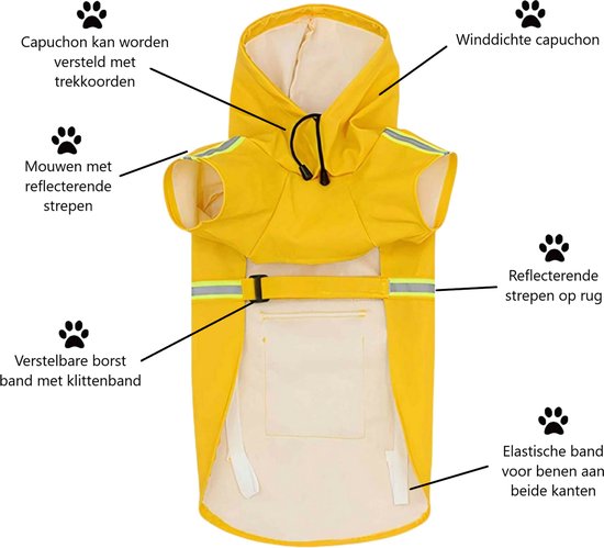 Dutchwide - Manteau pour chien - Imperméable pour chien - Jaune - Taille S