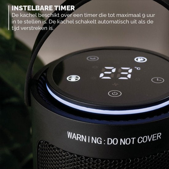 BREND BR-2221 Ventilateur céramique - 2000W - Mode ECO & Thermostat 15-35°C - Chauffage électrique - Noir