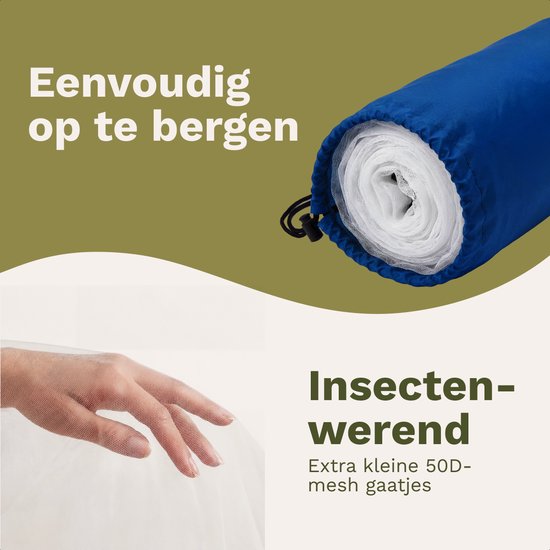 TRVLMORE Moustiquaire 1 ou 2 personnes - Moustiquaire XXL - Moustiquaire avec housse de rangement et kit de suspension - avec cordon de suspension - Moustiquaire de voyage - Blanc