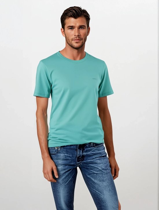 LEBASQ - The Baker - T shirt - Manches courtes - Lagoon - M - coton organique - Impression 3D sur la poitrine