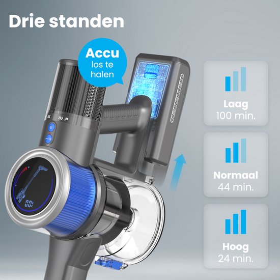 Auronic balai aspirateur - Sans fil - Aspirateur autoportant - Sans sac - 350W - Batterie supplémentaire - Aspirateur - Gris/Bleu