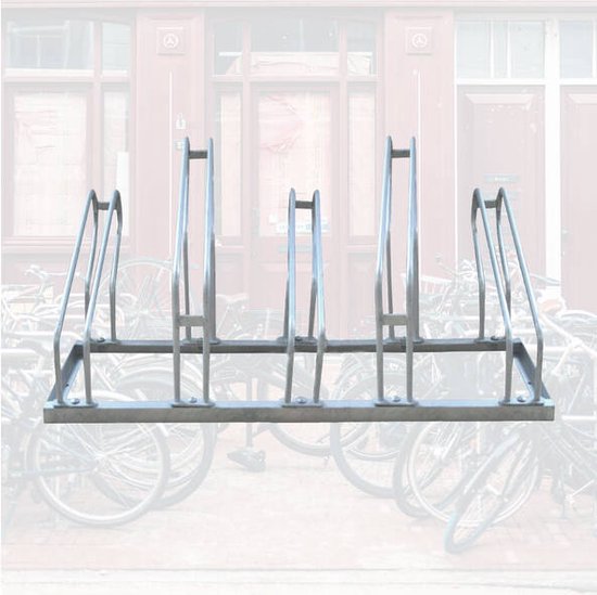 BRASQ Porte-vélos pour 5 vélos - Support pour vélos - Support pour vélos - Support pour vélos pour le sol Comprend le matériel de fixation - Argent