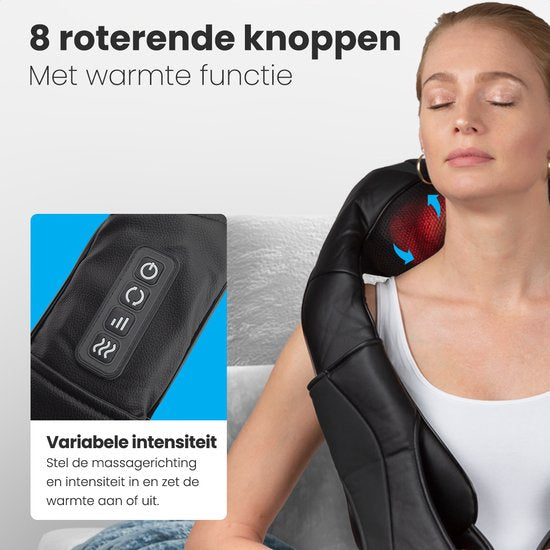 Auronic Shiatsu Massage Cushion - Appareil de massage électrique pour la nuque - Appareils de massage - Appareil de massage pour la nuque et les épaules - Infrarouge - Noir