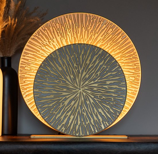 Nolt lampe à poser - lampe à poser chambre - E27 Lampe salon - Industriel - ⌀ 40cm - Or