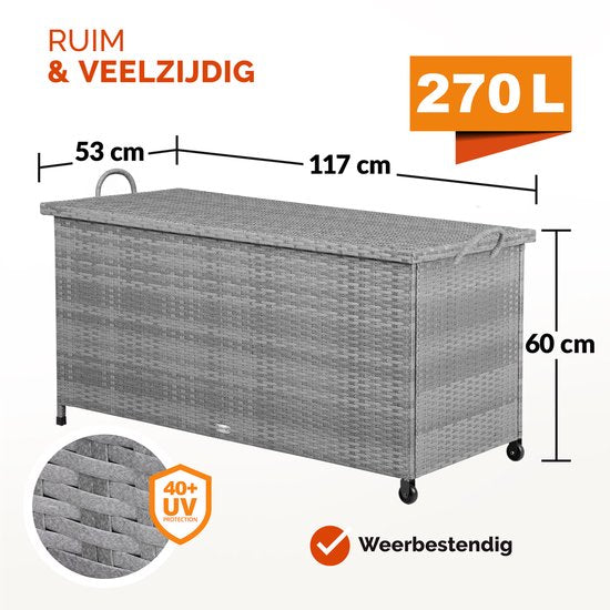 Casaria Boîte de rangement - Résistant aux intempéries 122x56x61cm 420L - Gris