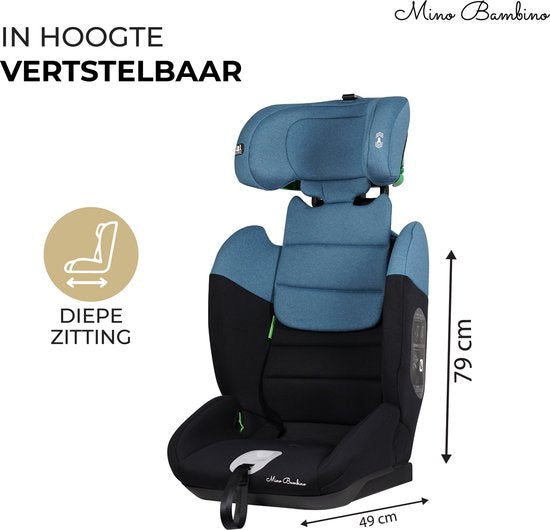 Siège auto Mino Bambino i-Size - Siège auto - Groupe 1/2/3 (76-150 cm) - Bleu