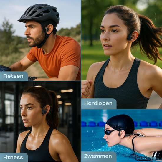 Audyn Bone G2 - Ecouteurs de sport - Ecouteurs à conduction osseuse - Bluetooth - Ecouteurs ouverts - Sans fil - Etanches - 8GB MP3