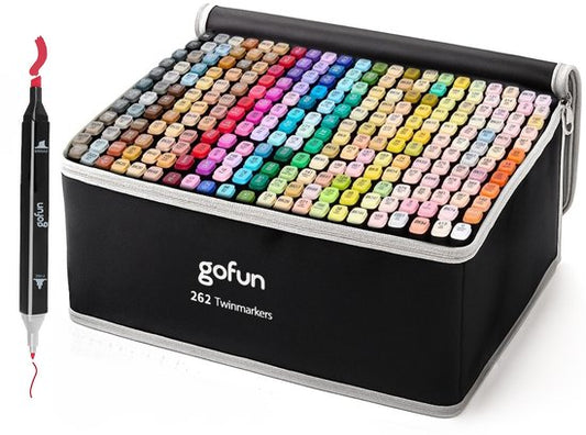 Marqueurs à alcool - Gofun Twinmarkers 262 pcs - Adultes et enfants - Double pointe - toutes couleurs