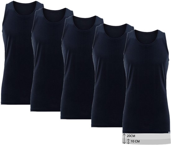 Milanoro - Lot de 5 maillots de corps extra longs pour hommes - Bleu foncé - XXL