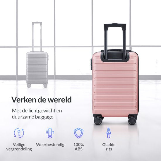 Nohrd Hand Luggage Suitcase - Rose Gold - Travel Suitcase with Wheels - 55x35x20 cm - Hand Luggage Trolley Lightweight - Travel Suitcases - Trolley on Wheels - Suitcases
