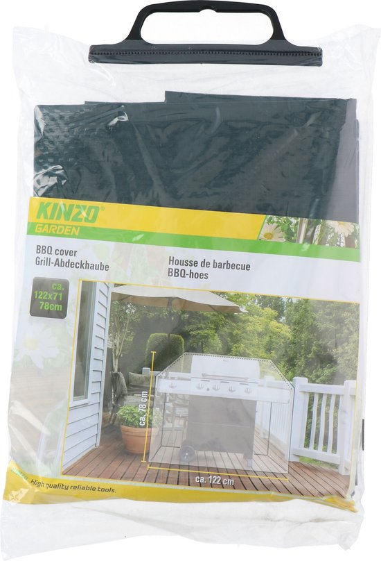 Kinzo BBQ Cover - Housse de protection pour barbecue rectangulaire - Imperméable - Polyéthylène résistant et recyclable - 122 x 71 x 76 CM - Noir