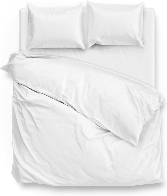 ZoHome Satinado Housse de couette - Double - 200x200/220 cm - Blanc