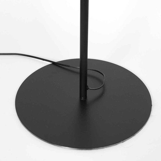 Lampadaire noir Bloeba 4169ZW de Steinhauer avec hauteur réglable (150-165 cm) et bras pivotant extensible jusqu'à 66 cm, base en métal avec abat-jour en velours bleu Ø40cm, design tendance pour l'intérieur.