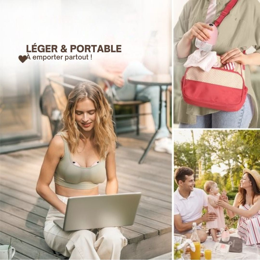 Tire-lait mains libres électrique sans fil - Vulpes Goods® BabyCare - Portable - 2 pièces - version MAX - rose