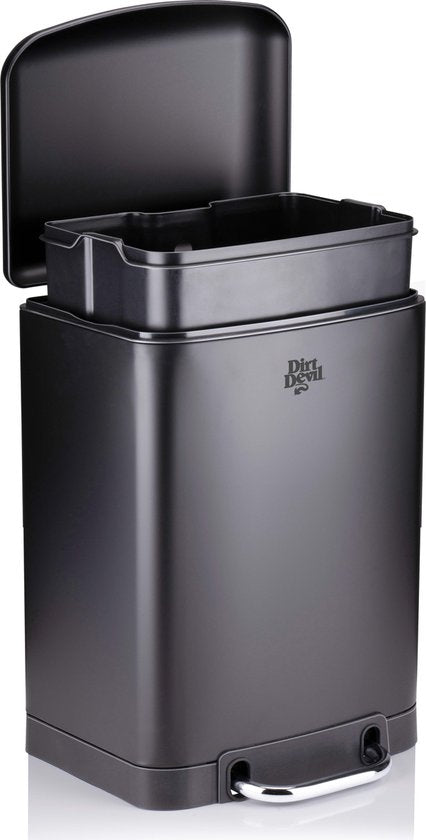 Dirt Devil Pedal bin 6 litres - Poubelle de salle de bain - acier inoxydable - Noir